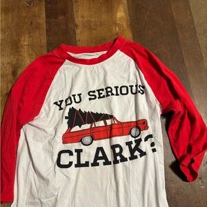 Red and White Graphic Long Sleeve Tee